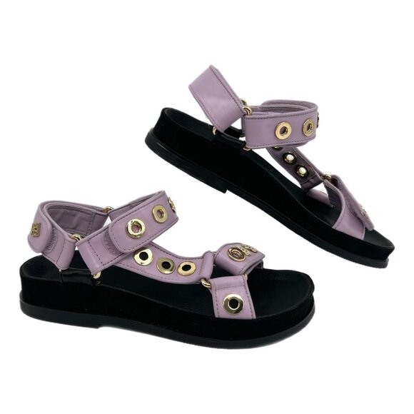 Sandro Shoes - Sandro Purple Gold Grommet Accent Velcro Sandals | Size 37 EU
